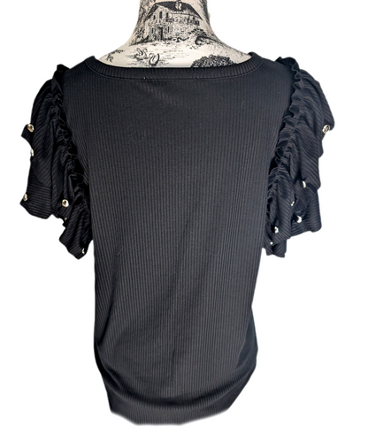 Womens Def Leppard ruffle sleeve top- size XL
