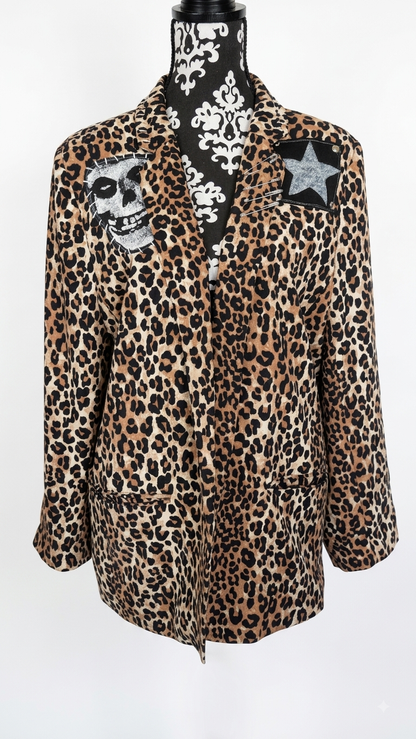 Womens Leopard Die Die My Darling punk blazer jacket- size XL