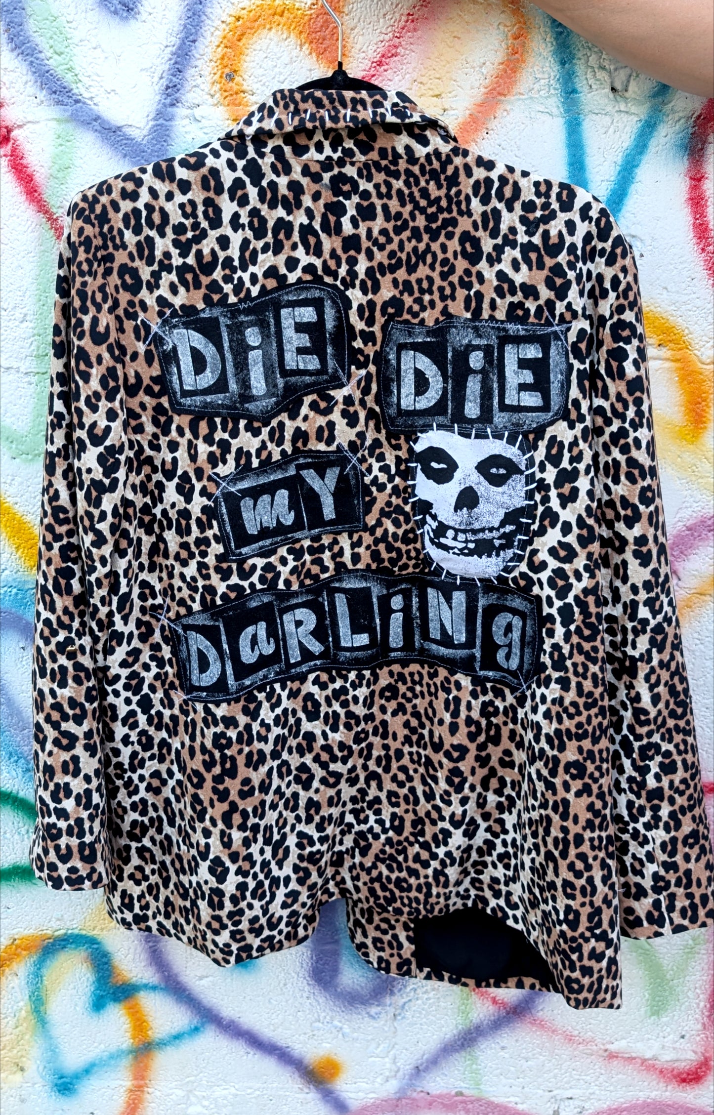 Womens Leopard Die Die My Darling punk blazer jacket- size XL