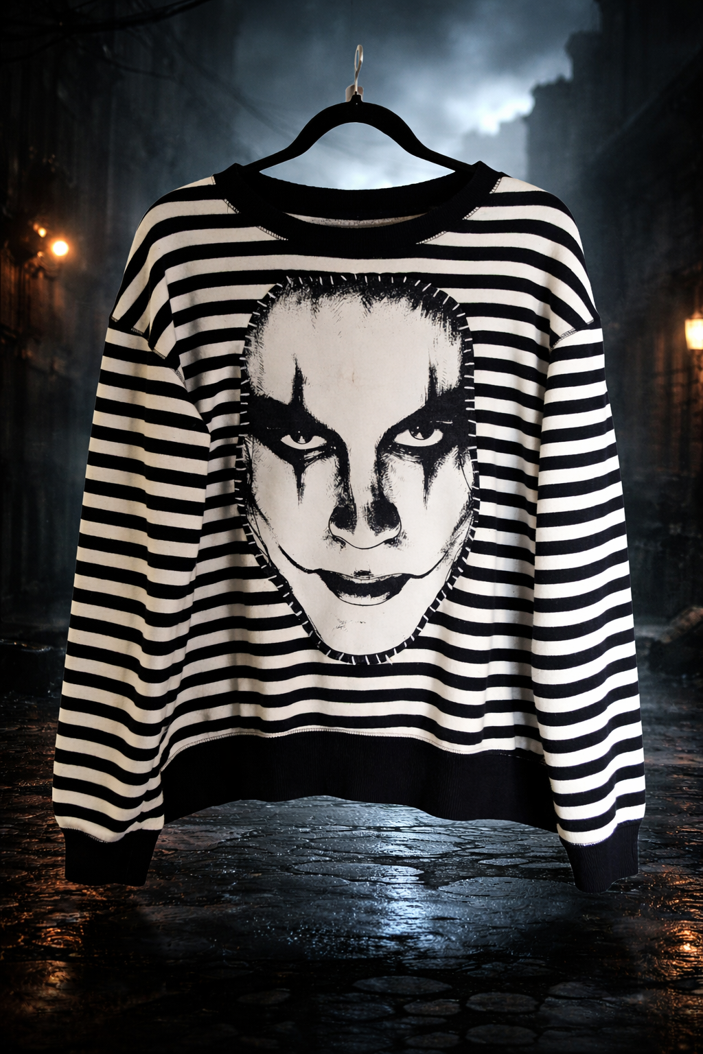 THE CROW striped sweatshirt- womens Large
