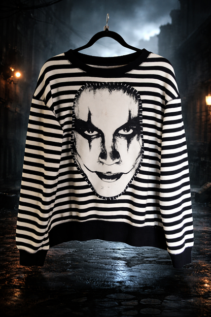THE CROW striped sweatshirt- womens Large