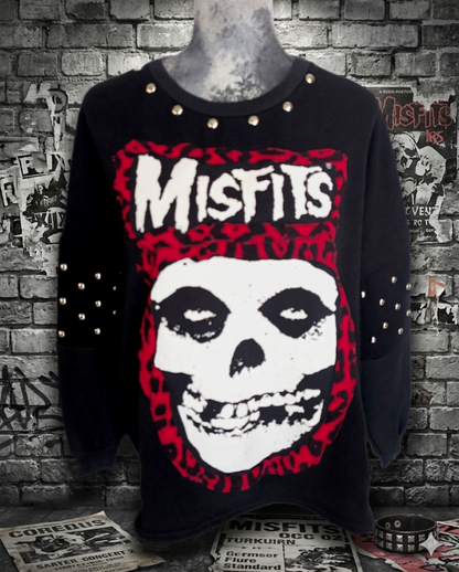 Womens reworked MISFITS studded sweatshirt - size XL