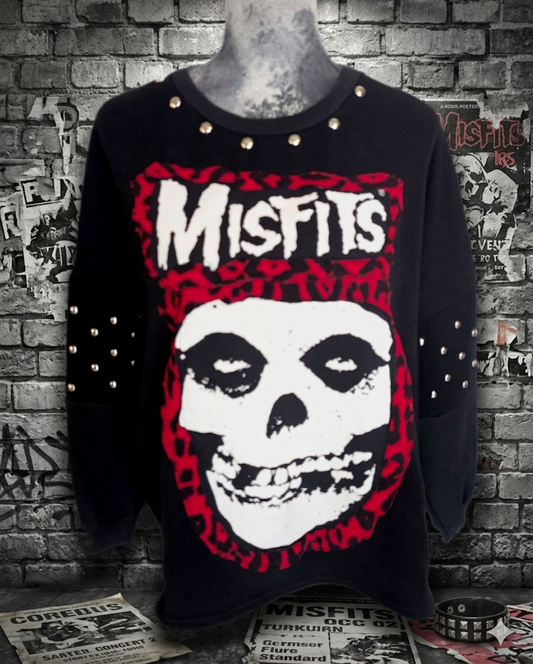 Womens reworked MISFITS studded sweatshirt - size XL