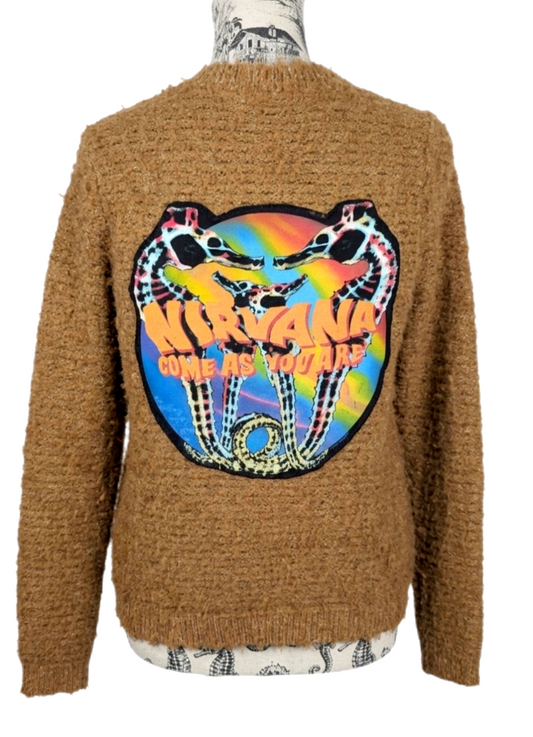 Womens Come As You Are Nirvana fuzzyCardigan- MEDIUM