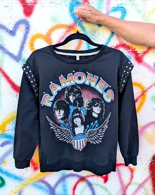Womens Studded Ramones punk sweatshirt - MEDIUM