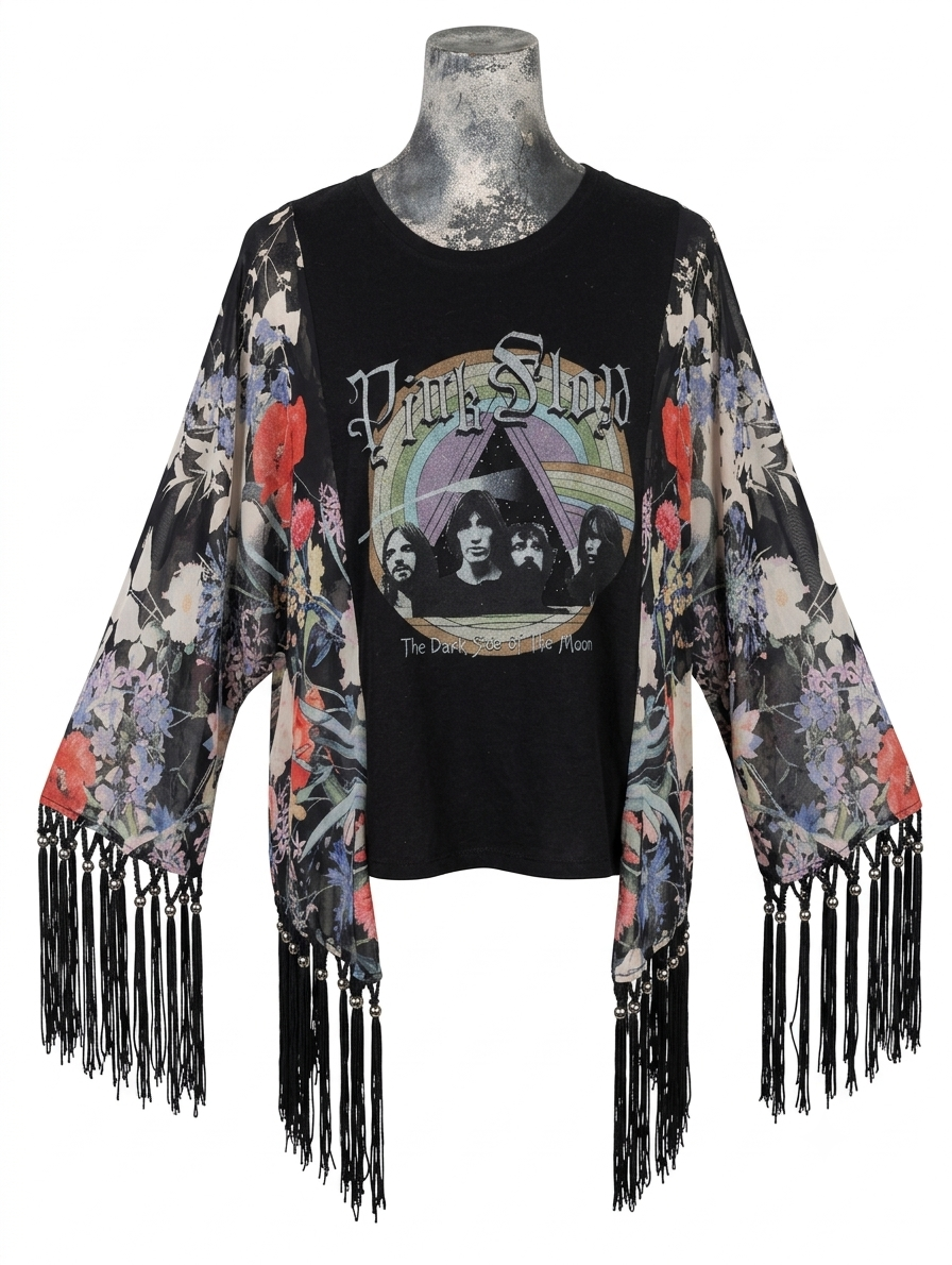 Pink Floyd/ Flower fringed Rockimono