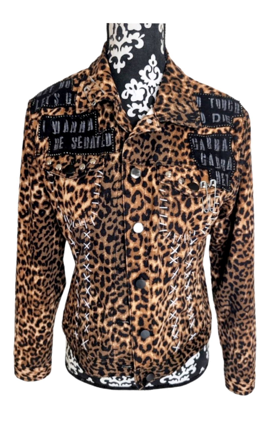 Womens punk leopard denim with The Ramones- size MEDIUM