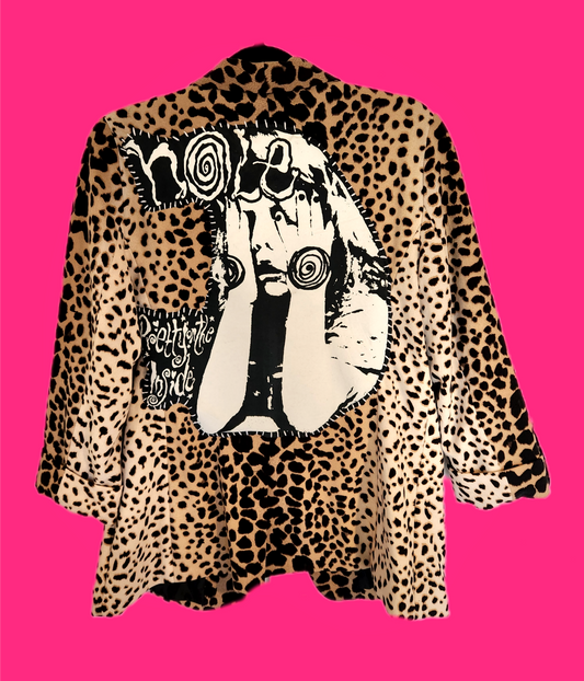 Womens leopard print HOLE blazer jacket- size Large