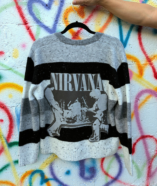 Womens striped Cardigan with Nirvana- L-XL