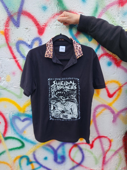 Mens reworked Punk Rock top with Suicidal Tendencies patch- mens L
