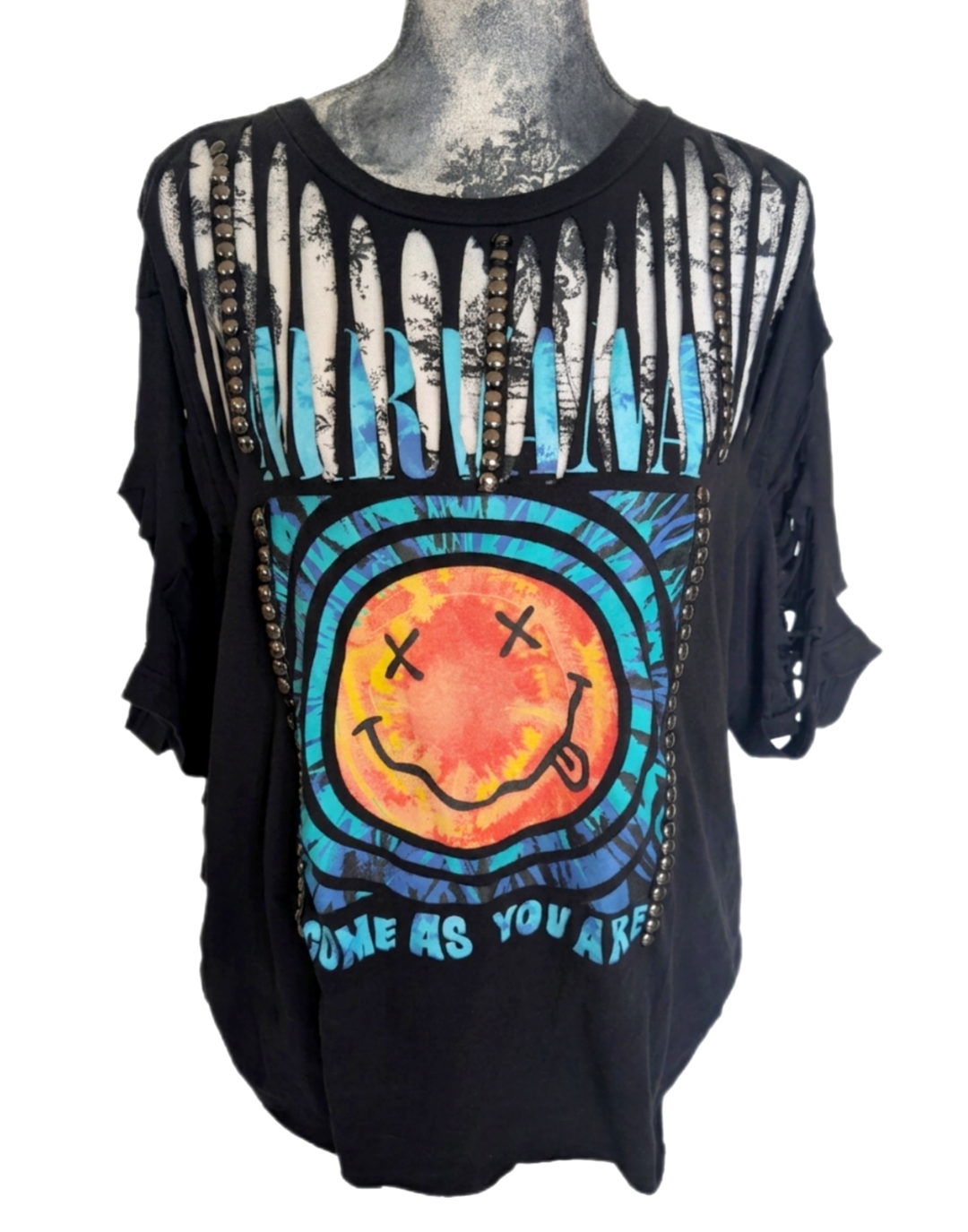 Distressed NIRVANA come as you are tee- size L