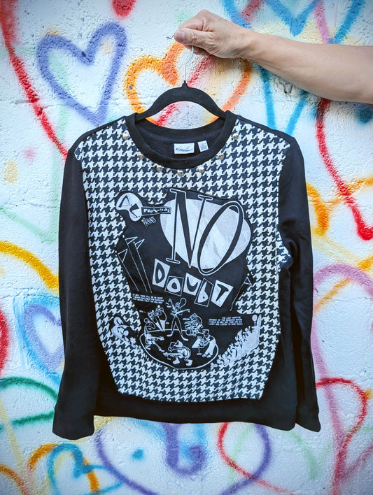 Womens houndstooth Sweatshirt with NO DOUBT- MEDIUM