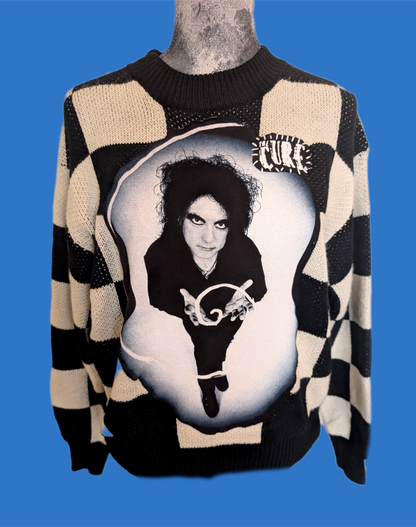 Womens checkered The Cure sweater- size Medium