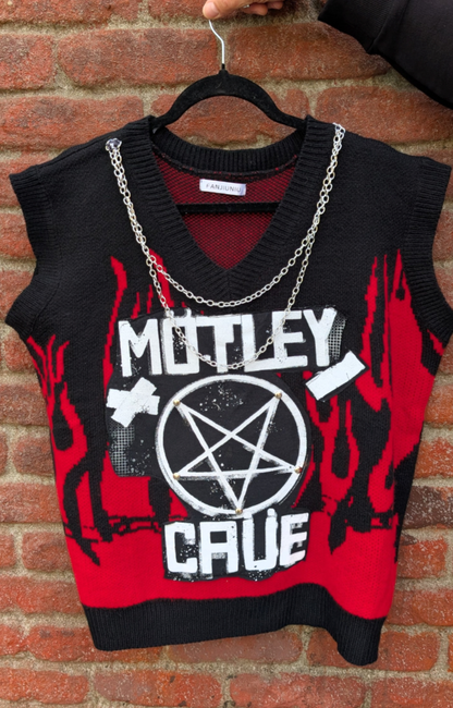 Womens plus size Motley Crue flame sweater vest- 1X