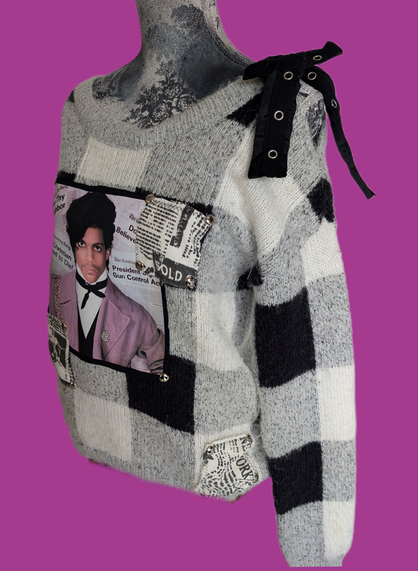 Womens PRINCE plaid sweater- size MEDIUM