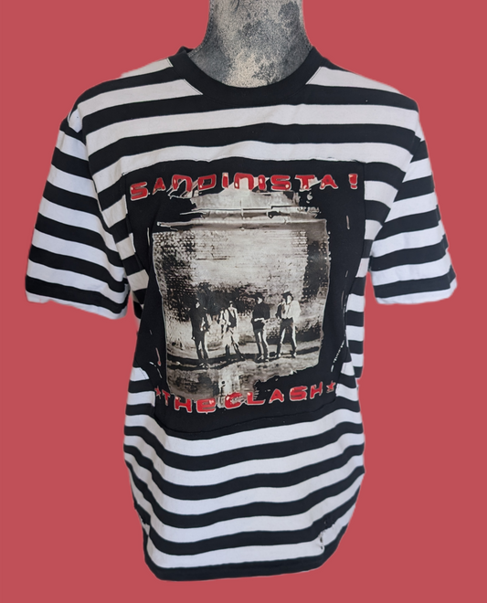 Gender Neutral THE CLASH striped tee- mens Small/ womens L