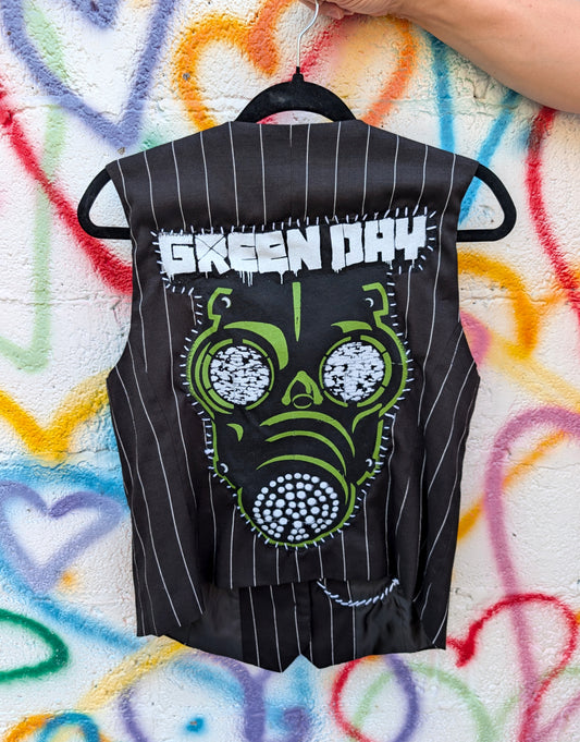 Womens pin stripe Green Day punk vest- size L