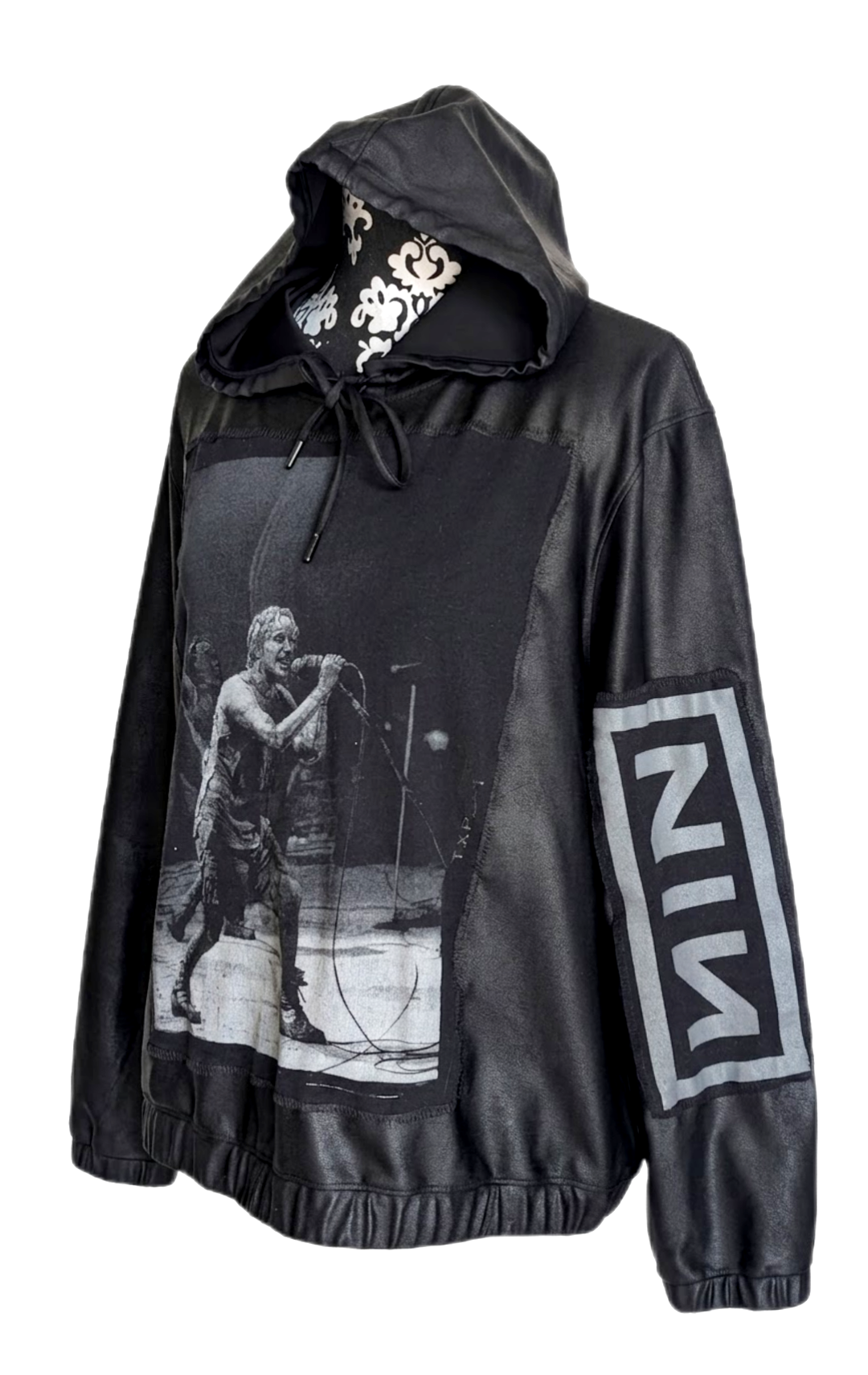 Womens NIN shiny hooded top- size L/ XL