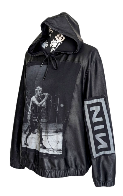 Womens NIN shiny hooded top- size L/ XL