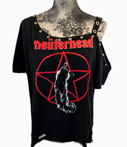 Reworked Graphic rock " Neuterhead" tee- womens XXL