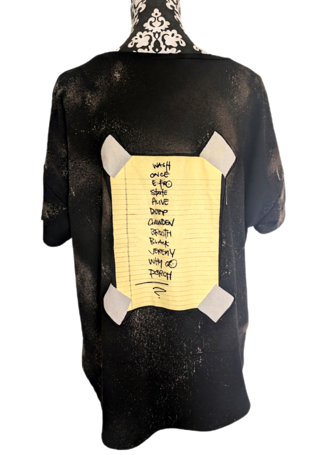 Womens upcycled Pearl Jam bleach art top- size XL