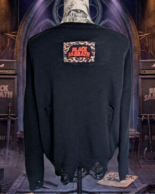 Womens distressed Black Sabbath sweater - size Large