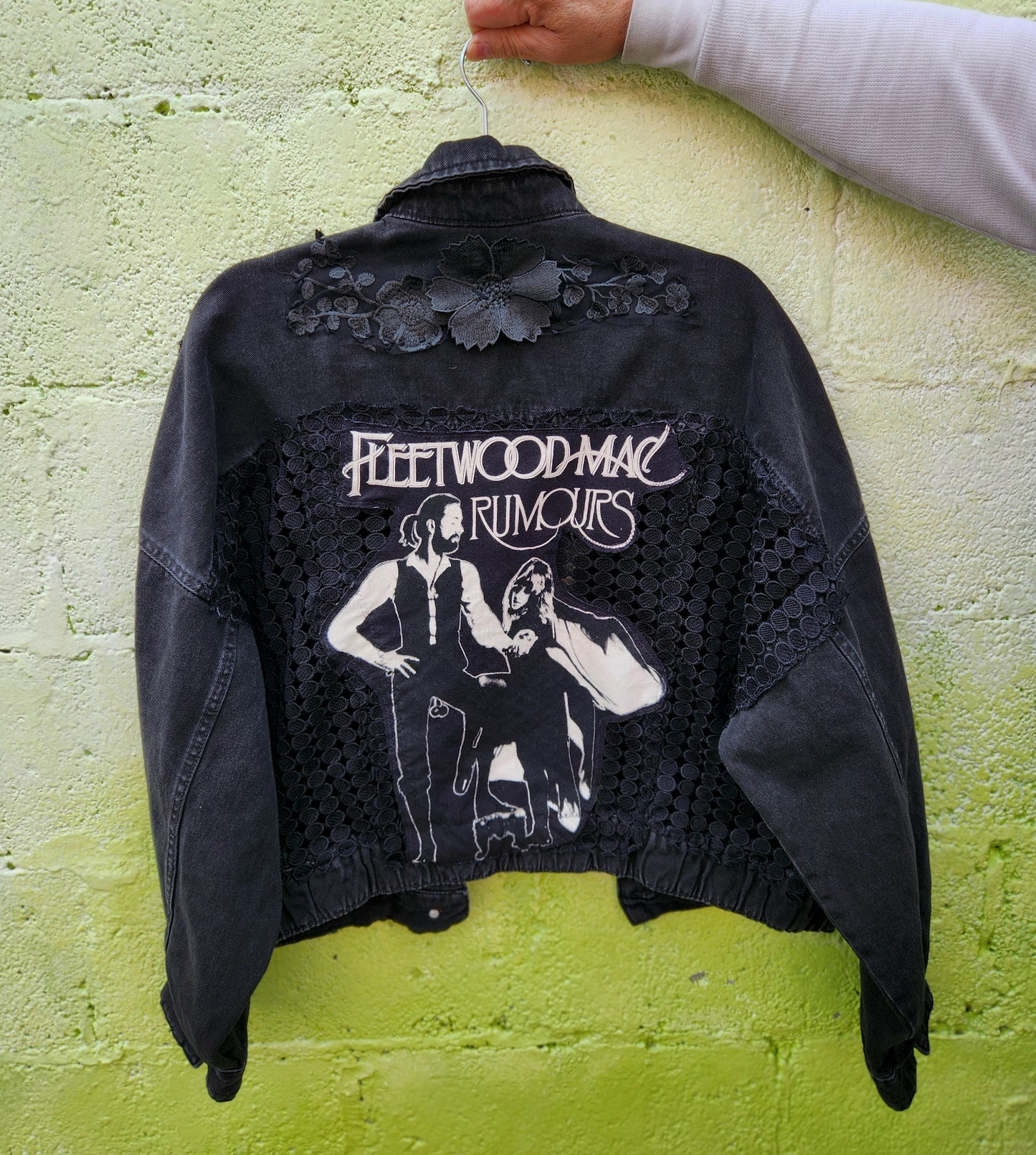 Womens Fleetwood Mac Lace denim jacket- size L- XL