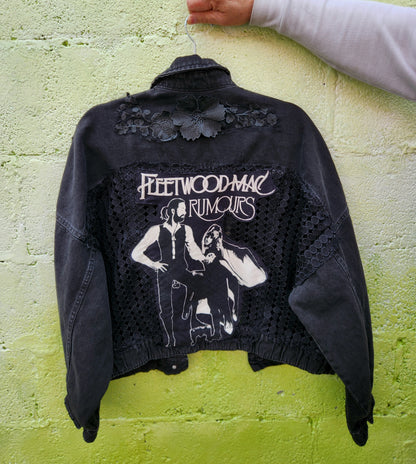Womens Fleetwood Mac Lace denim jacket- size L- XL