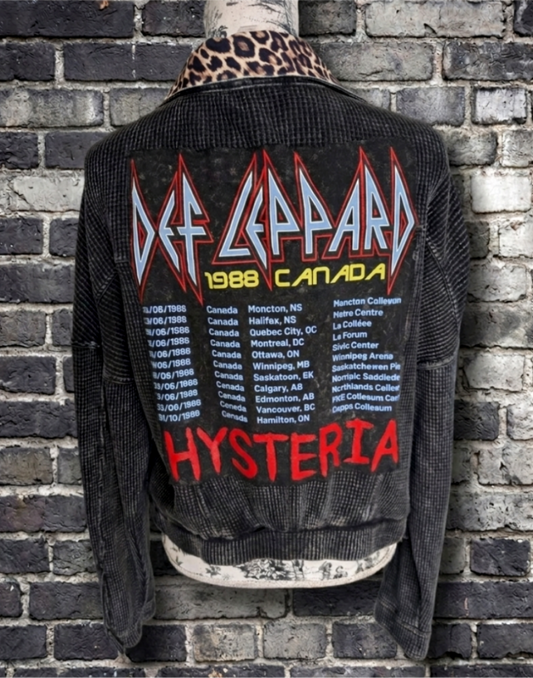 Womens button up DEF LEPPARD top- size L/ XL fit
