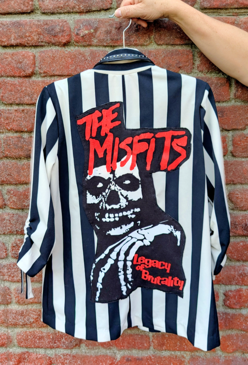 Womens striped MISFITS punk blazer jacket- MEDIUM