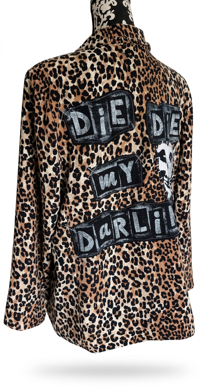 Womens Leopard Die Die My Darling punk blazer jacket- size XL