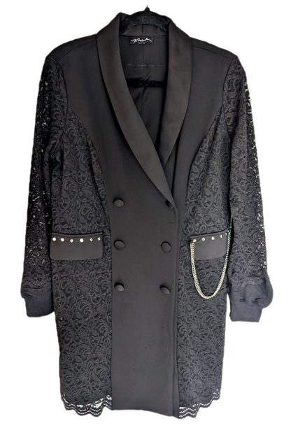 Womens long Black and lace blazer jacket with Nirvana- size M/ L