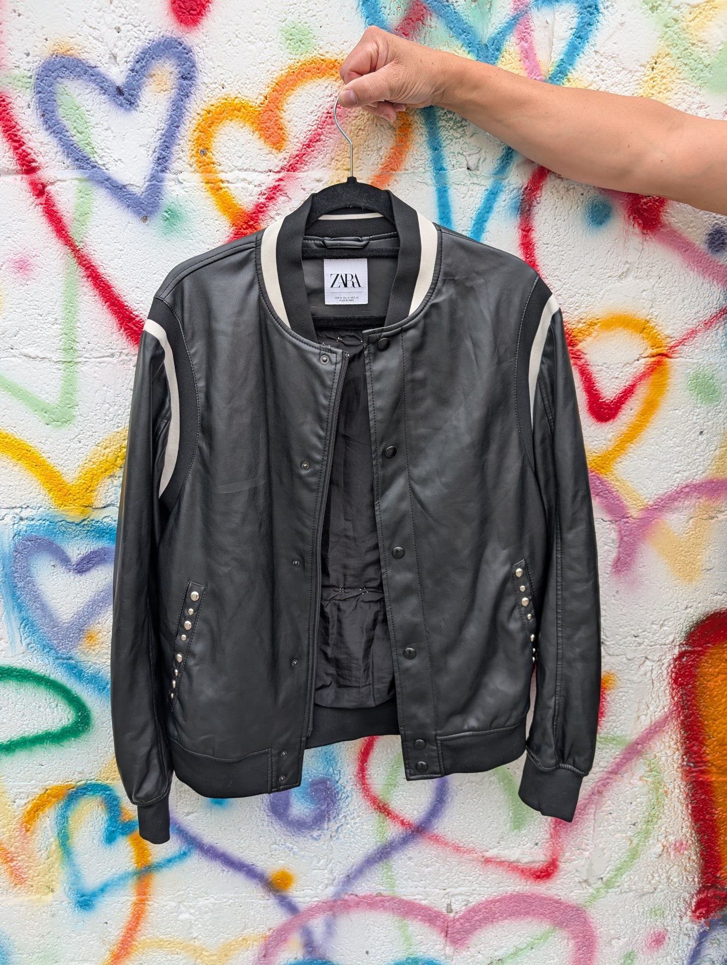 Gender Neutral Bowie" Heroes" Vegan leather jacket- womens L/ Men's M