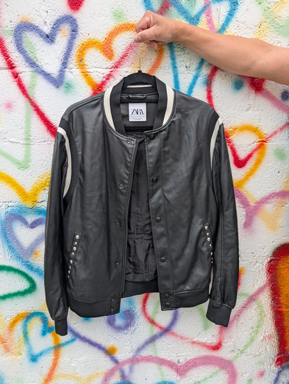 Gender Neutral Bowie" Heroes" Vegan leather jacket- womens L/ Men's M