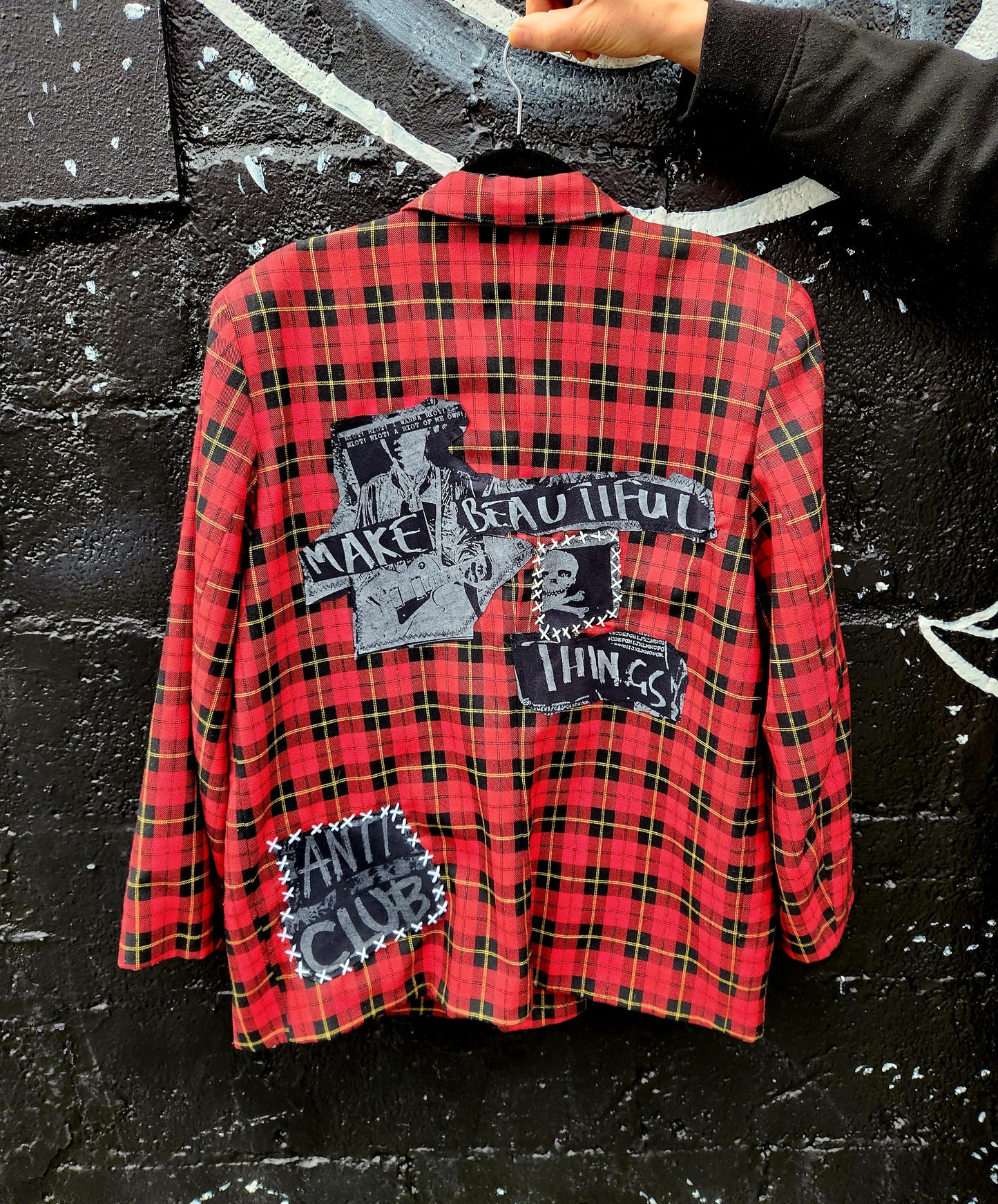 Womens plaid PUNK rock blazer- size L/ XL