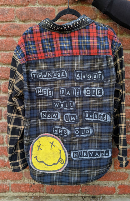 Gender neutral Nirvana Lyrics Flannel- Men's L/!womens XL