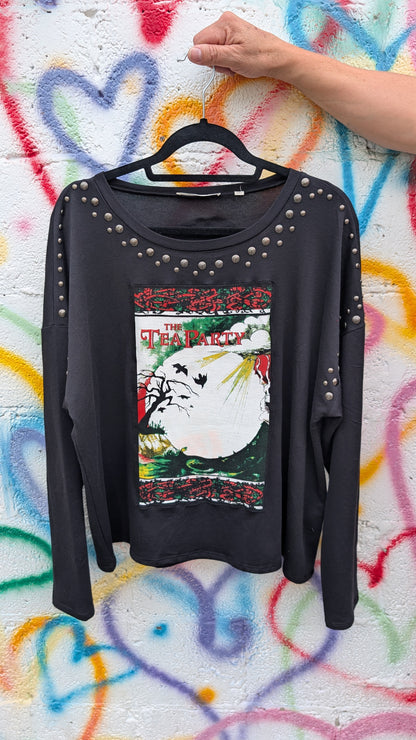 Womens The Tea Party upcycled top- size XL