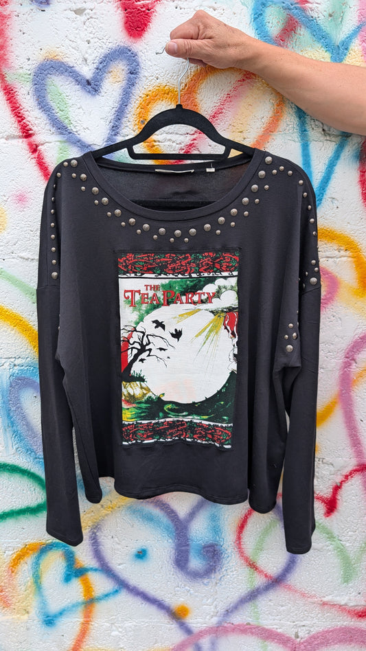 Womens The Tea Party upcycled top- size XL