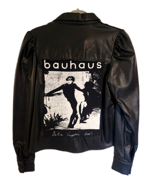 Womens faux leather button up to with Bahaus- size Small