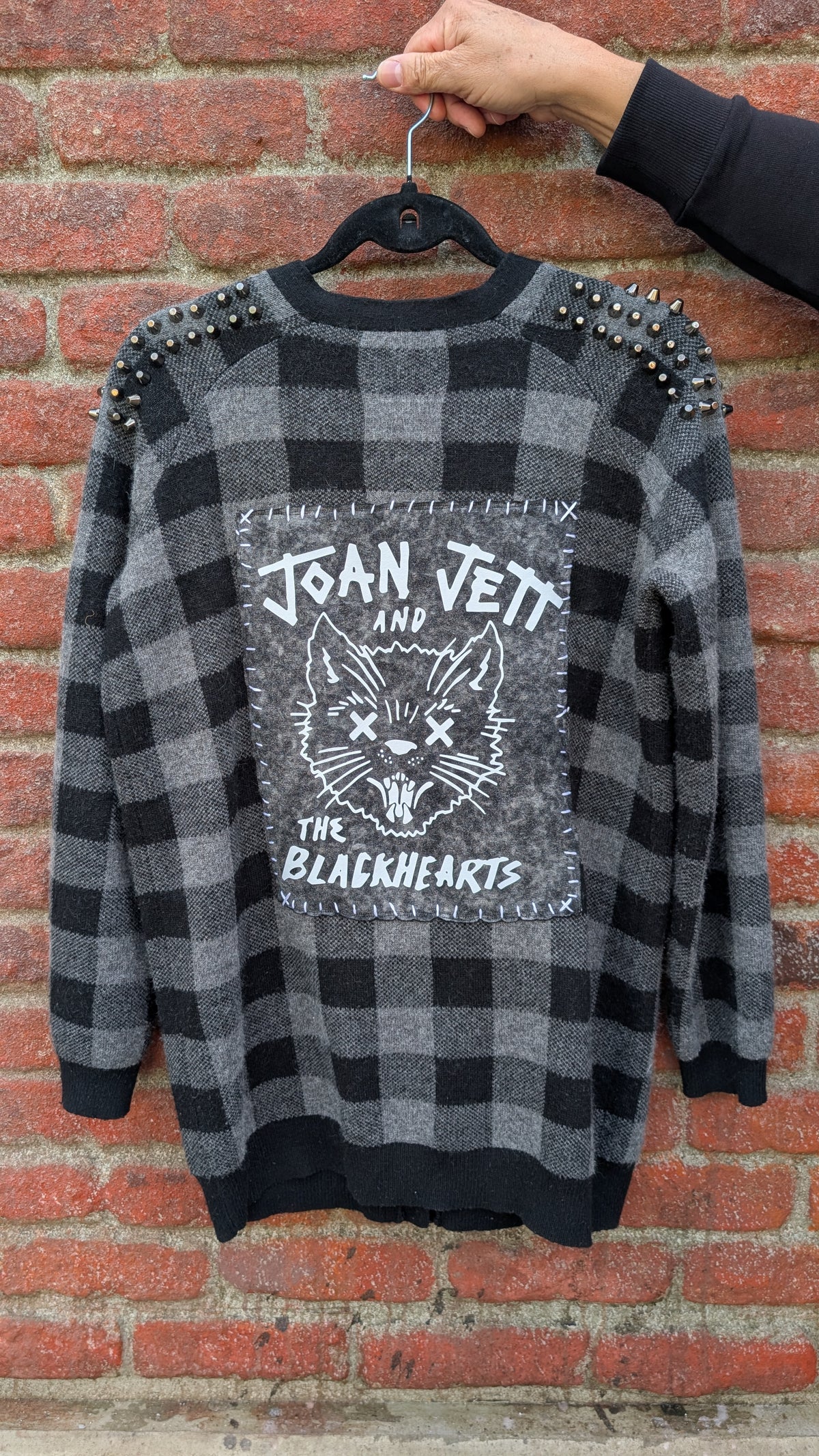 Women Joan Jett punk checkered cardigan- size MEDIUM