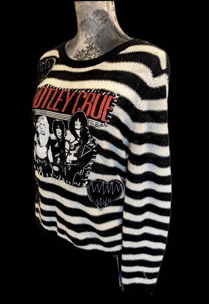 Womens Mötley Crüe striped KickStart my Heart sweater- Med