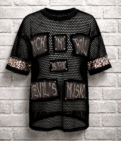 Mesh Rock N' Roll is the Devil's Music top- womens L