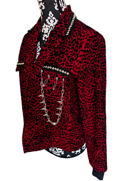 Womens RAMONES punk red leopard jacket- size M/L