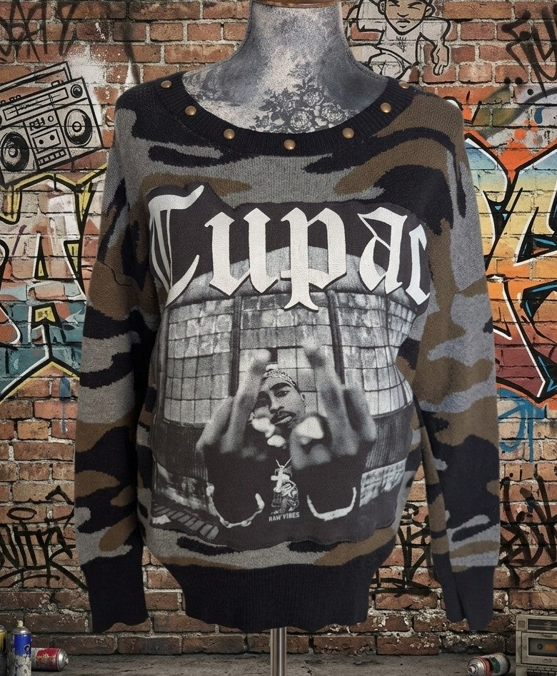 Womens TUPAC Camo Knit sweater- M/ L