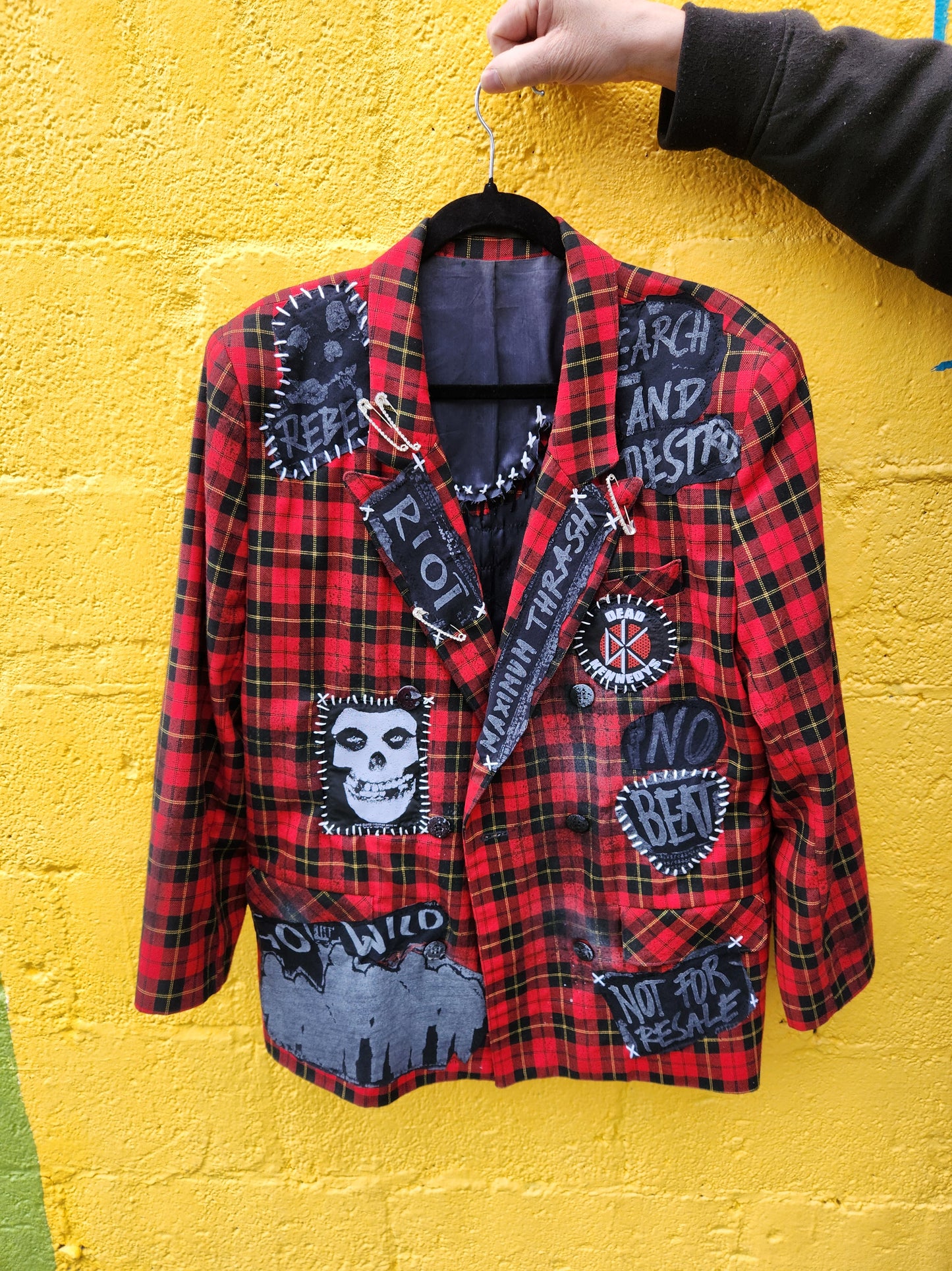Womens plaid PUNK rock blazer- size L/ XL