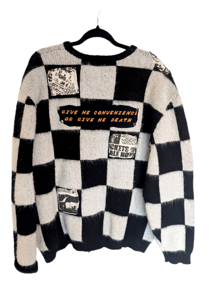 Gender neutral reworked DEAD KENNEDYS checkered sweater - size Men's XL / womens XXL