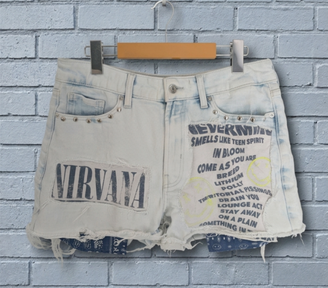 Womens Nirvana Nevermind denim shorts - size 9/10
