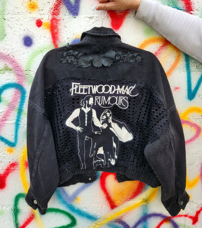 Womens Fleetwood Mac Lace denim jacket- size L- XL