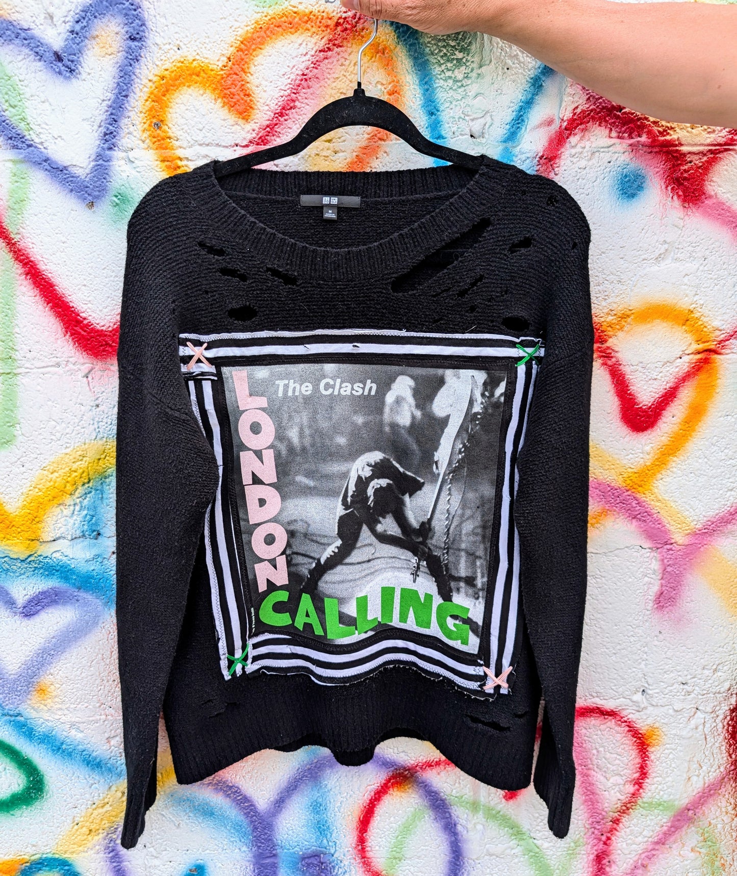 Womens punk sweater with The Clash- Large