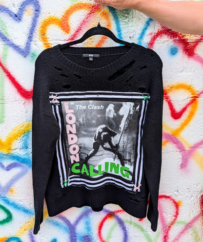 Womens punk sweater with The Clash- Large